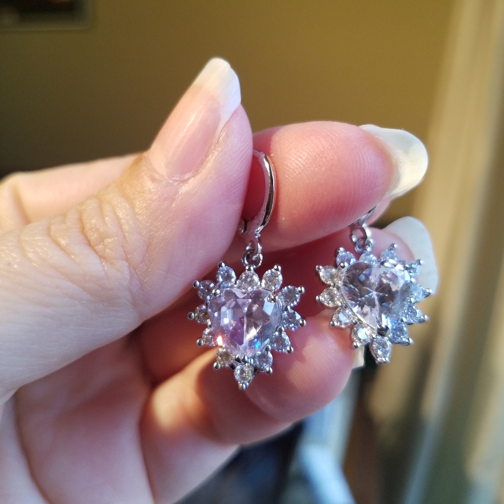Swarovski Elements 925 Sterling Silver Heart Earrings NEW - Picture 5 of 15